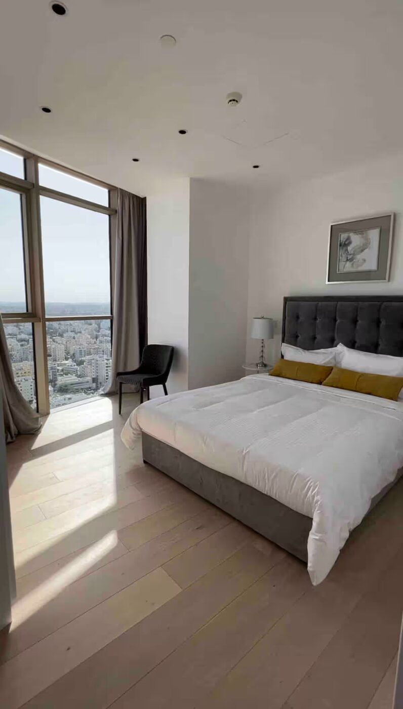 Master bedroom with city views